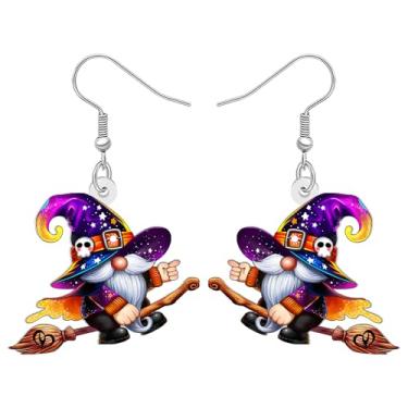 Imagem de DALANE Novidade Gnomos Mágicos de Bruxa Brincos Pendentes de Acrílico, Caldeirão e Vassoura, Fantasias de Férias Punk Assustadoras Exclusivas, Joias Bruxas, Presentes Góticos de Halloween para