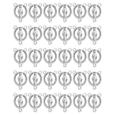 Imagem de COTTVOTT Medalha de graça Nossa Senhora de Guadalupe para bijuterias faça você mesmo, acessórios para fabricação de colares, amuletos da Virgem Maria Cristo Jesus Rosário Parte de conexão central