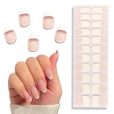 Imagem de CHOOSE-IT Tiras de unhas de gel semicuradas (base rosa transparente) pontas de unhas francesas envoltórios completos para festas, 22 peças de longa duração, qualidade de salão de beleza, manicure em