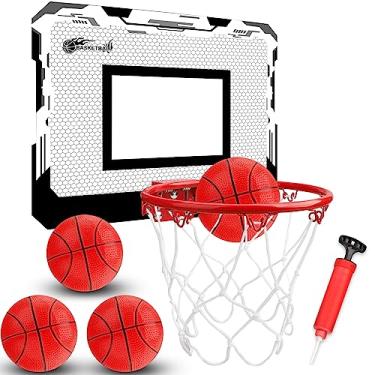 Imagem de Conjunto de mini cesta de basquete para uso interno, para crianças, adultos, portátil, para uso externo, com 4 bolas sobre a parede, quarto, escritório, piscina, basquete, brinquedos, presente de