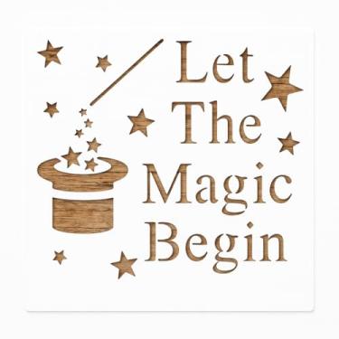 Imagem de Estêncil Magic Stars & Wand – Modelo de plástico reutilizável para pintura, artesanato DIY, álbuns de recortes e arte de parede – 14 x 14 cm