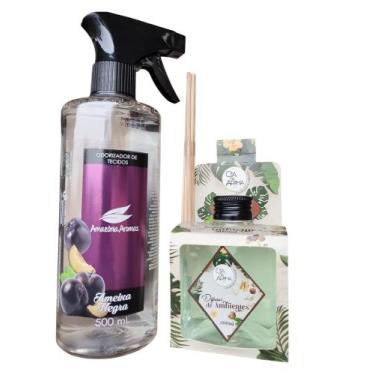 Imagem de Difusor De Varetas + Agua Perfumada Aromatizador de Tecidos Ameixa Neg