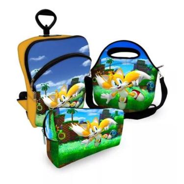 Imagem de Kit Escolar Mochila com Roda + Lancheira + Estojo Sonic Tails Play - C