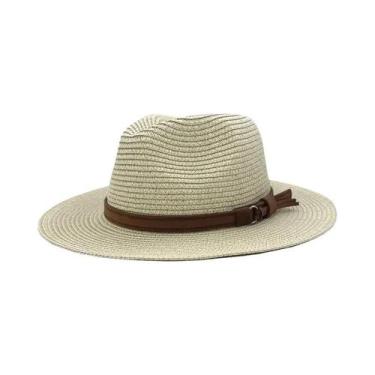 Imagem de Chapéu Panamá De Palha Respirável Reversível Estilo Cowboy Com Cinto D
