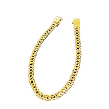 Imagem de Pulseira Masculina Grumet Elo Duplo 5mm 20cm Banhada a Ouro 18k Banho Triplo Italiano Premium Fecho Gaveta Antifurto Exclusivo Le Essence
