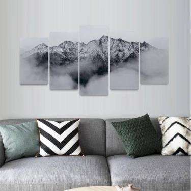 Imagem de Quadro Mosaico Para Quarto Sala Arte Montanhas Nevoeiro - Descolada