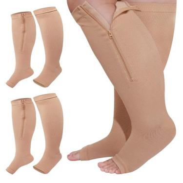 Imagem de Meias de compressão Hillban Calf Zipper 15-25 mmHg nude 4XL