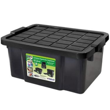 Imagem de Caixa Organizadora Multiuso Preta 15 Lts Empilhável C/ Tampa - Arqplas