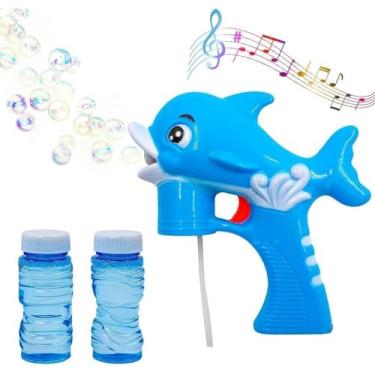 Imagem de Lança Bolhas De Sabão Pistola Lançador De Bolinhas Golfinho Divertido (Azul)