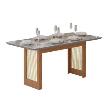 Imagem de Mesa Natali 1,60 100% MDF com Tampo de Vidro Tuboarte