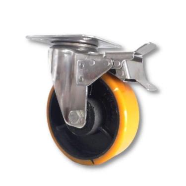 Imagem de Rodizio Inox 6X2 Giratório Industrial C/Freio Roda Pu 600Kg - COLSON