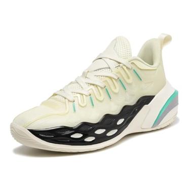 Imagem de Bolognifi Tênis de basquete juvenil esportivos quadra escolares Liga corrida Treinamento rua para atividades ao ar livre Equipamento de basquetebol(Beige-a,42 BR)