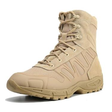 Imagem de IODSON Botas táticas militares masculinas – Botas de trabalho leves e duráveis para atividades ao ar livre, combate, selva, caminhadas, mochilão, Bege, 44