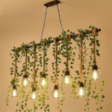 Imagem de Luz Pingente Estilo Retro Country Com Design Criativo | Ideal Para Restaurante, Bar, Cafeteria, Loja De Roupas, Caixa E Balcão (G 8 luzes)