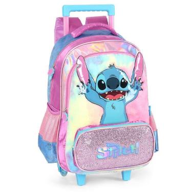 Imagem de Mochila Rodinhas 18 Com Alça Stitch Fluffy Rosa Luxcel