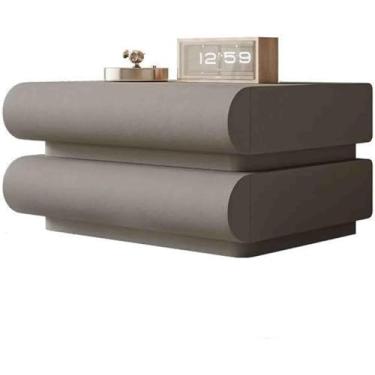 Imagem de Criado-mudo De Couro Microfibra, Criado-mudo De Madeira Maciça Com 2 Gavetas, Criado-mudo De Quarto, Alças Ocultas, Criado-mudo De Chão, 003