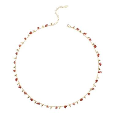 Imagem de Montana West Colar feminino com corrente banhada a ouro 18 quilates, leve, com contas de zircônia cúbica, Banhado a ouro 18K, Sem Pedra Preciosa