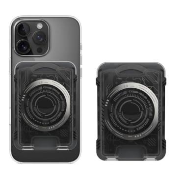 Imagem de HZmeris Para carteira MagSafe, suporte magnético forte para iPhone, comporta 3 cartões compatíveis com POPSocket - para estudantes, trabalho, viagens, escritório (preto manchado)