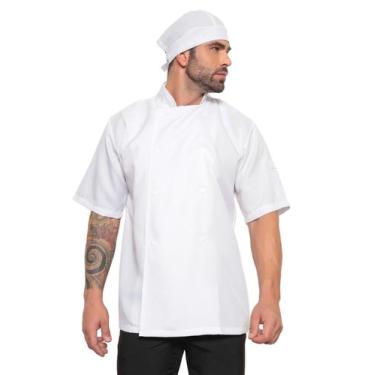 Imagem de Dolma Chef Masculina Manga Curta Branco Milão - Gardenia Jalecos, G