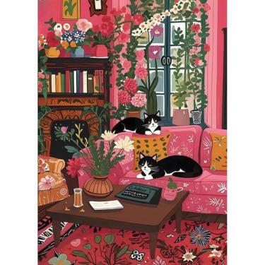Imagem de Puzzle MINIWAN Vibrant Floral Cat 1000 peças para adultos