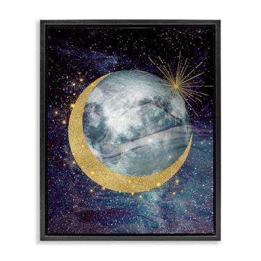 Imagem de Stupell Industries Cosmic Shimmer Moon Black Framed Floater Canvas Wall Art, design por Daniela Santiago, 78 x 63 cm