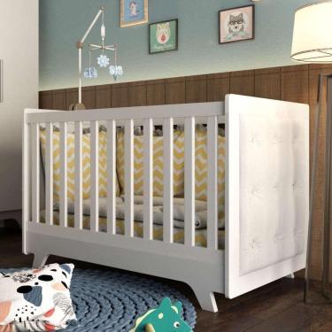 Imagem de Berço Mini Cama Com Capitône Retrô 100% Mdf Móveis Peroba Branco/Corino Branco Branco/Corino Branco
