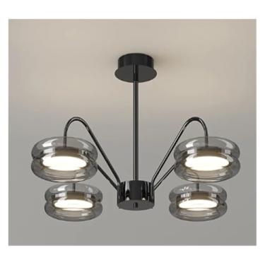 Imagem de Lustre de LED moderno, luminária de teto para sala de estar, quarto, preto, decoração de luxo para casa