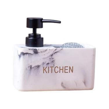 Imagem de ＫＬＫＣＭＳ Suporte para esponja dispensadora de sabão, organizador de pia de cozinha, profissional, eficiente, multiuso, compacto, para banheiro, branco