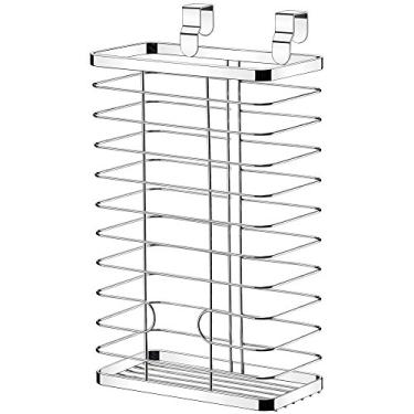 Imagem de Cesto Organizador Cromado para Sacolas Plásticas para Porta de Armário 28X20X11CM