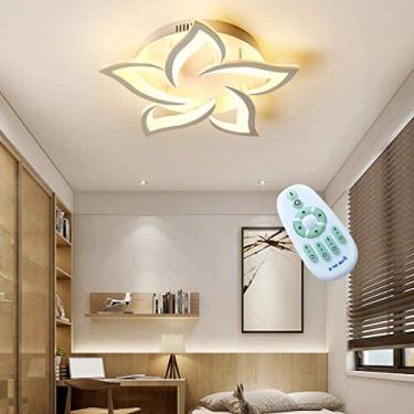 Imagem de Luminária de teto LED moderna de acrílico com flores, luminária de teto regulável com controle remoto, iluminação de teto para quarto de crianças, meninos e meninas, sala de jantar, sala de