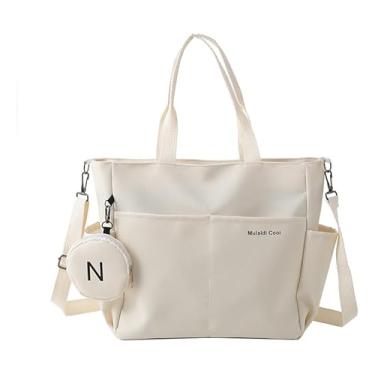 Imagem de CHENXIAOHONG Bolsa Feminina Grande Transversal, de Mão e Tipo Tote | Bolsa Casual Leve para Ombro ou Lateral | Ideal para Faculdade, Trabalho, Compras e Uso Diário (Off-white)