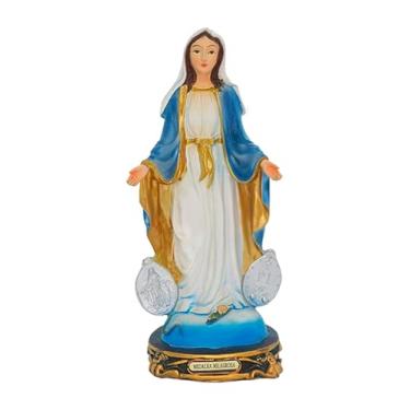 Imagem de Nossa Senhora das Graças Medalha Milagrosa 20 cm, Imagem Religiosa Católica, Resina, Decoração Devocional,