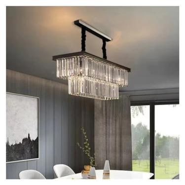 Imagem de Retro Black Metal E14 Led Luxo K9 Cristal Transparente Lustre Iluminação Pendurado Lâmpada Decoração Restaurante Quarto Sala de Estar Lustre Luminária