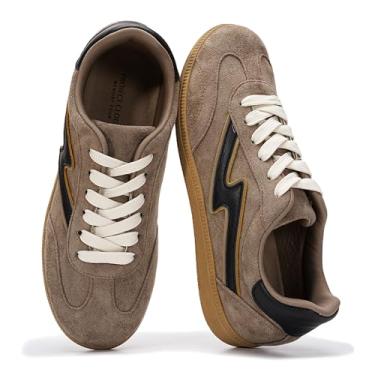 Imagem de Project Cloud Tênis feminino com cadarço feminino moderno com palmilha de espuma viscoelástica, tênis feminino antiderrapante (Irita), Cinza-claro, 35