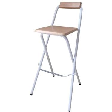 Imagem de TLTDSMY Banquetas de bar, cadeira de acampamento alta, banco de bar dobrável com encosto, cadeira de bar de altura para sala de jantar/madeira/74 cm