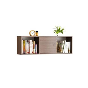 Imagem de AKALNNB Estante de livros, estante com porta, prateleira de parede, armário de parede, decoração de parede para sala de estar, quarto, estante