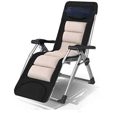 Imagem de Cadeira de convés, com encosto de cabeça destacável, cadeira reclinável, multifuncional, dobrável, encosto, cadeira de praia preguiçosa, cadeira de almoço portátil, configuração de 0 a 170 °