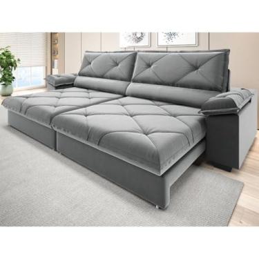 Imagem de Sofá com Usb Retrátil Reclinável Nice 2,50m Cinza