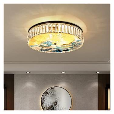 Imagem de Lustre de LED moderno, candeeiro de teto esmaltado pintado estilo chinês cristal pendurado luz vitral luxo clássico estudo mestre quarto luz de teto, lustre de LED moderno, lustre de teto