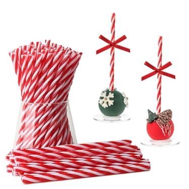 Imagem de DAHI 60 peças de palitos de bengala de doces de Natal enfeite de bengala doce de plástico de Natal barra de coco para chocolate quente e lembrancinhas de festa de café suprimentos decoração de mesa