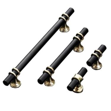 Imagem de CXYFQUUK Puxadores de armário pretos vintage liga de zinco porta de cozinha guarda-roupa puxadores longos ferragens para móveis 2 peças (puxador de ouro preto)