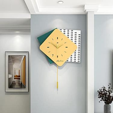 Imagem de ZYHSIJOBAS Grande para sala de estar quarto escritório decoração de parede moderna metal 3D criativo silencioso com pêndulo, A, pequeno