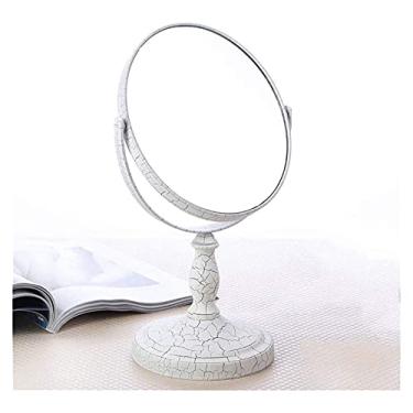 Imagem de WYUYIWH Espelho de maquiagem pequeno, espelho de maquiagem dupla face de mesa espelho europeu de alta definição espelho de princesa portátil espelho moderno simples espelho de maquiagem