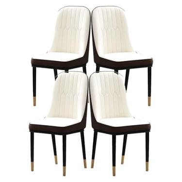 Imagem de Conjunto de cadeiras modernas para sala de jantar, cozinha, sala de jantar, conjunto de 4 cadeiras de jantar modernas de couro PU à prova d'água, encosto alto, cadeiras laterais para sala de estar com