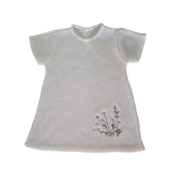 Imagem de Vestido para Bebê até 12 meses de Tricô Bordado - Kowak Baby, Off, Whi