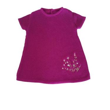 Imagem de Vestido para Bebê até 12 meses de Tricô Bordado - Kowak Baby, Fucsia
