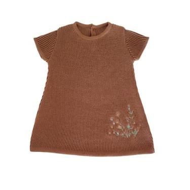 Imagem de Vestido para Bebê até 12 meses de Tricô Bordado - Kowak Baby, Terracot