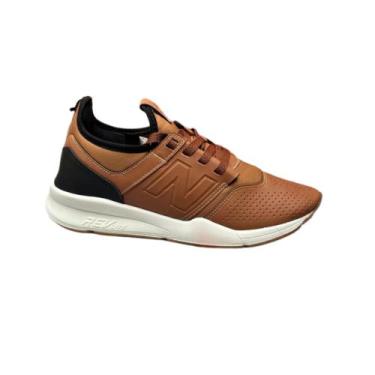 Imagem de Tenis Masculino NB 247 Caramelo Luxe Premium Academia Casual Queimão d