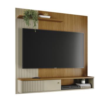 Imagem de Painel TV 65 Pol 161cm Bancada Suspensa para Sala Dorema Cumaru/Opala M20 - D'Rossi