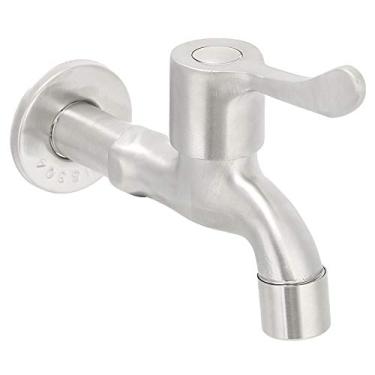 Imagem de ZJchao Torneira de água, Pia de Máquina de Lavar de Aço Inoxidável G1/2 pol. Torneira única de água Fria Torneiras de Banheiro Com Tampa Decorativa para Lavanderia, Banheiro, Varanda,